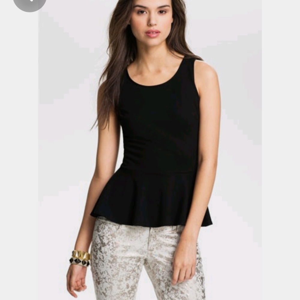 Armani Exchange Ponte Knit Structured Peplum Sleeveless Top